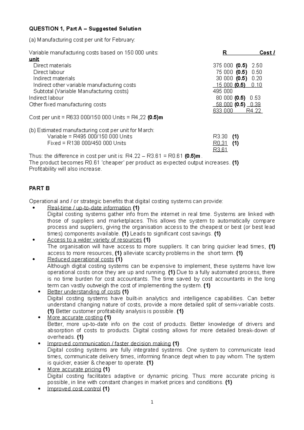 288 2022 A1S1 MEMO - QUESTION 1, Part A – Suggested Solution (a ...