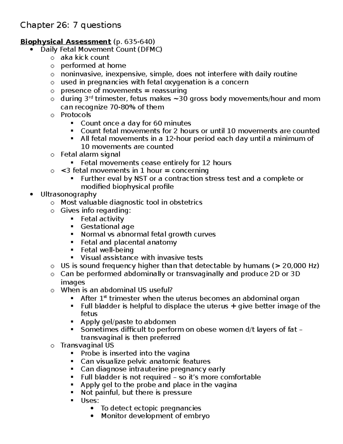 Chapter 26 - Chapter 26: 7 questions Biophysical Assessment (p. 635-640 ...