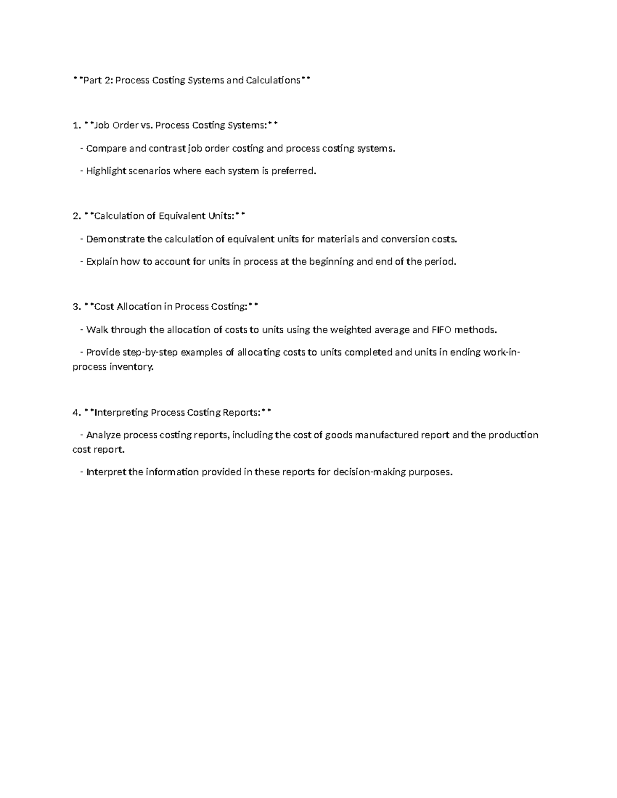 Process Costing Notes Part 2 - Part 2: Process Costing Systems and ...