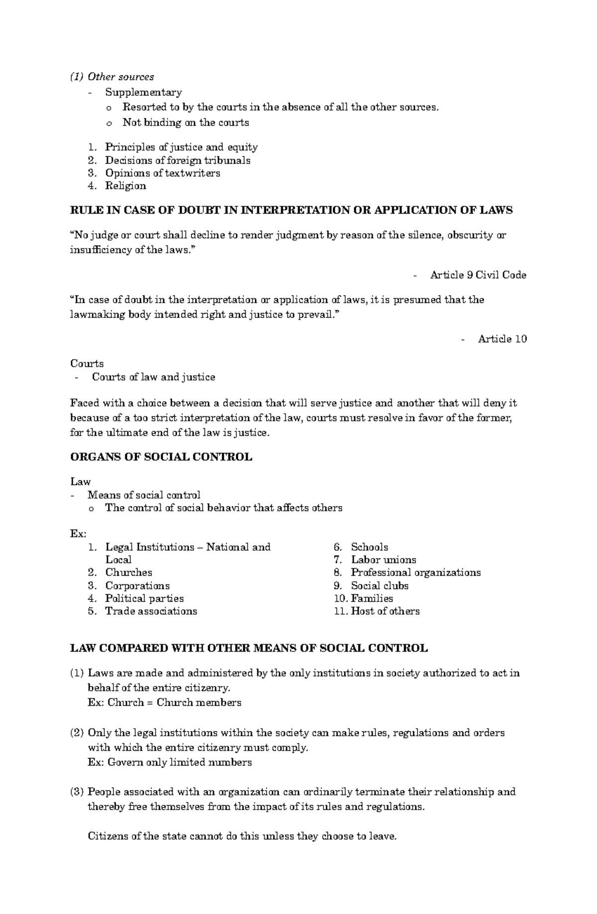 Law On Obligations And Contracts 3 Articles Book Summary Hector M De Leon 1 Other Sources Law On Obligations And Contracts 3 Articles Book Summary Hector M De Leon 1 Other Sources