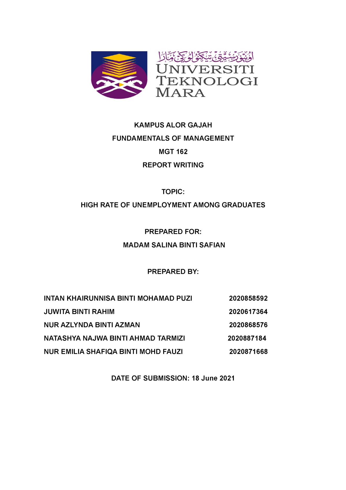 Cozyfox BA151E GrOUP ASSIGNMENT MGT 162 - KAMPUS ALOR GAJAH ...