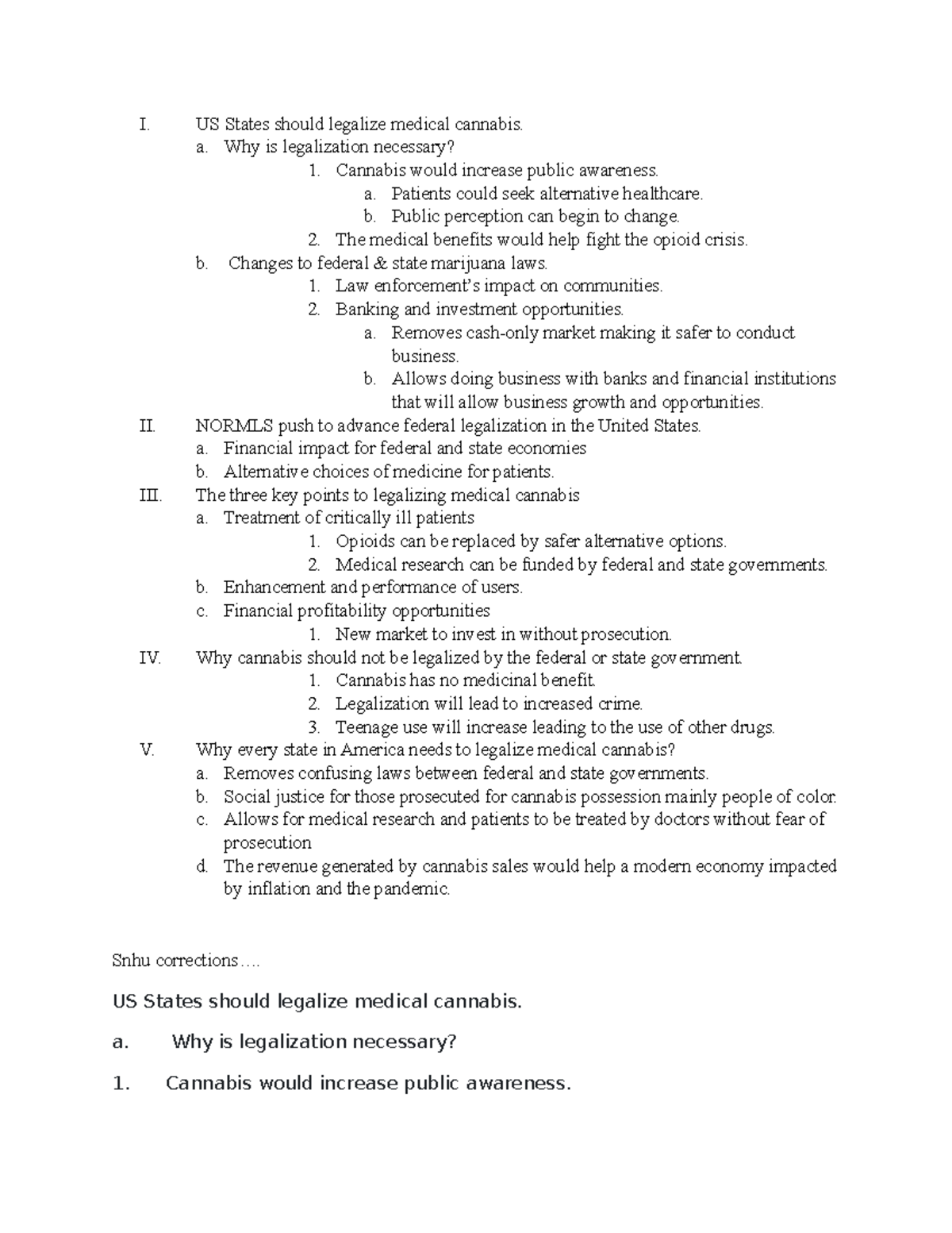 4-2 outline - I. US States should legalize medical cannabis. a. Why is ...