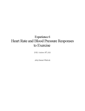 KIN 411 LAB Exercise Prescription Experience 2 - Experience 2 Anaerobic ...
