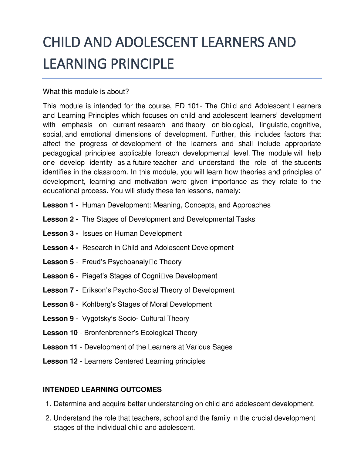 essay about the child and adolescent learners and learning principles