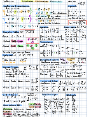 Mathe 1 Formelsammlung Henrich Studocu