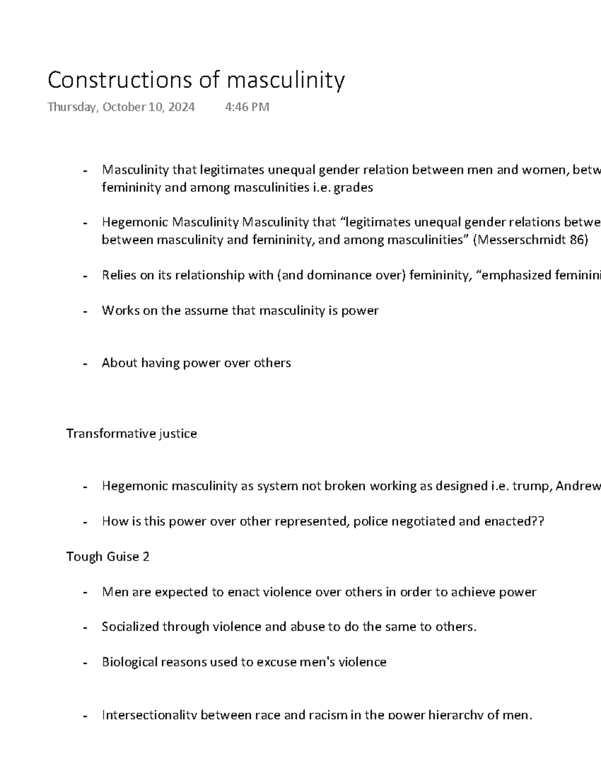 Constructions of masculinity - Masculinity that legitimates unequal ...