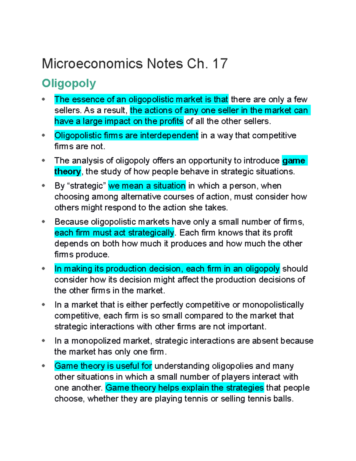 eco-201-ch-17-notes-oligopoly-microeconomics-notes-ch-17-oligopoly