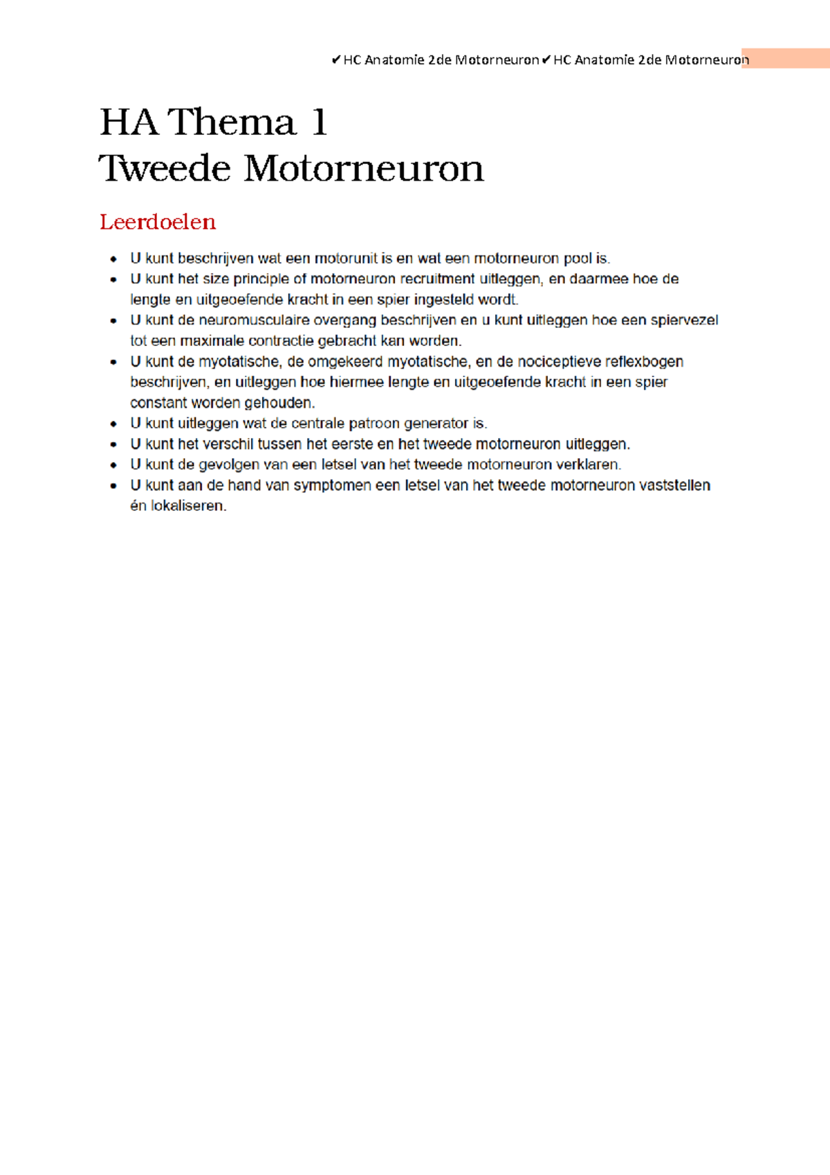 Ha Thema 1 Tweede Motorneuron Ha Thema 1 Tweede Mot Orneuron