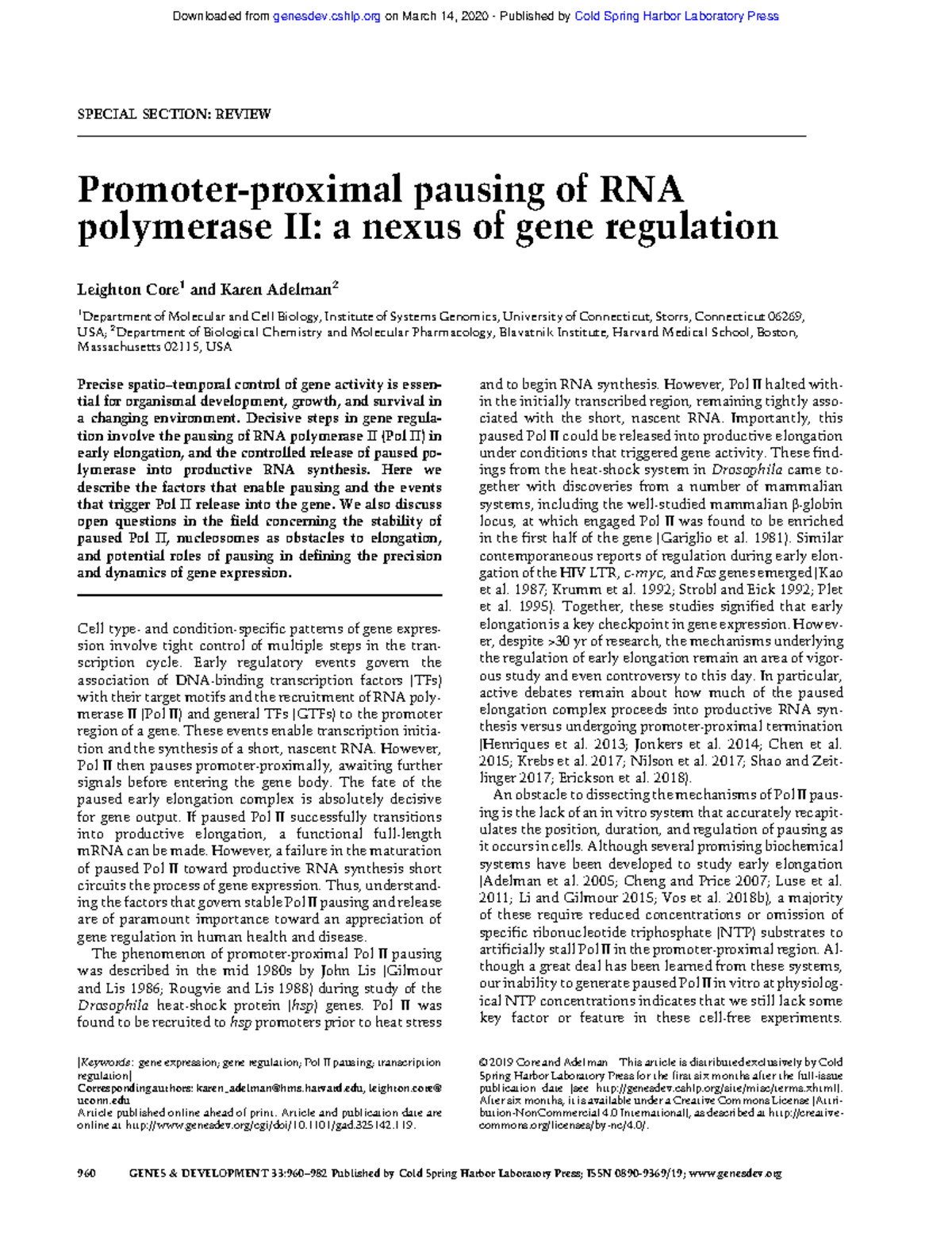 03 - 2019 - Promoter-proximal pausing of RNA polymerase II a nexus of ...