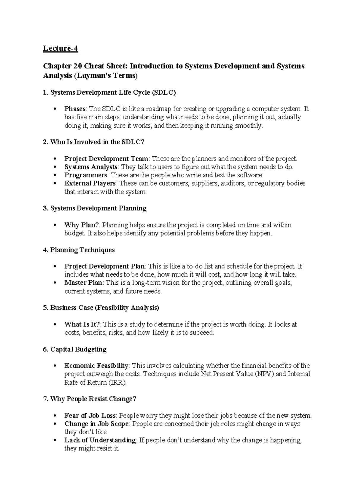 Lecture-4 notes - Lecture- Chapter 20 Cheat Sheet: Introduction to ...