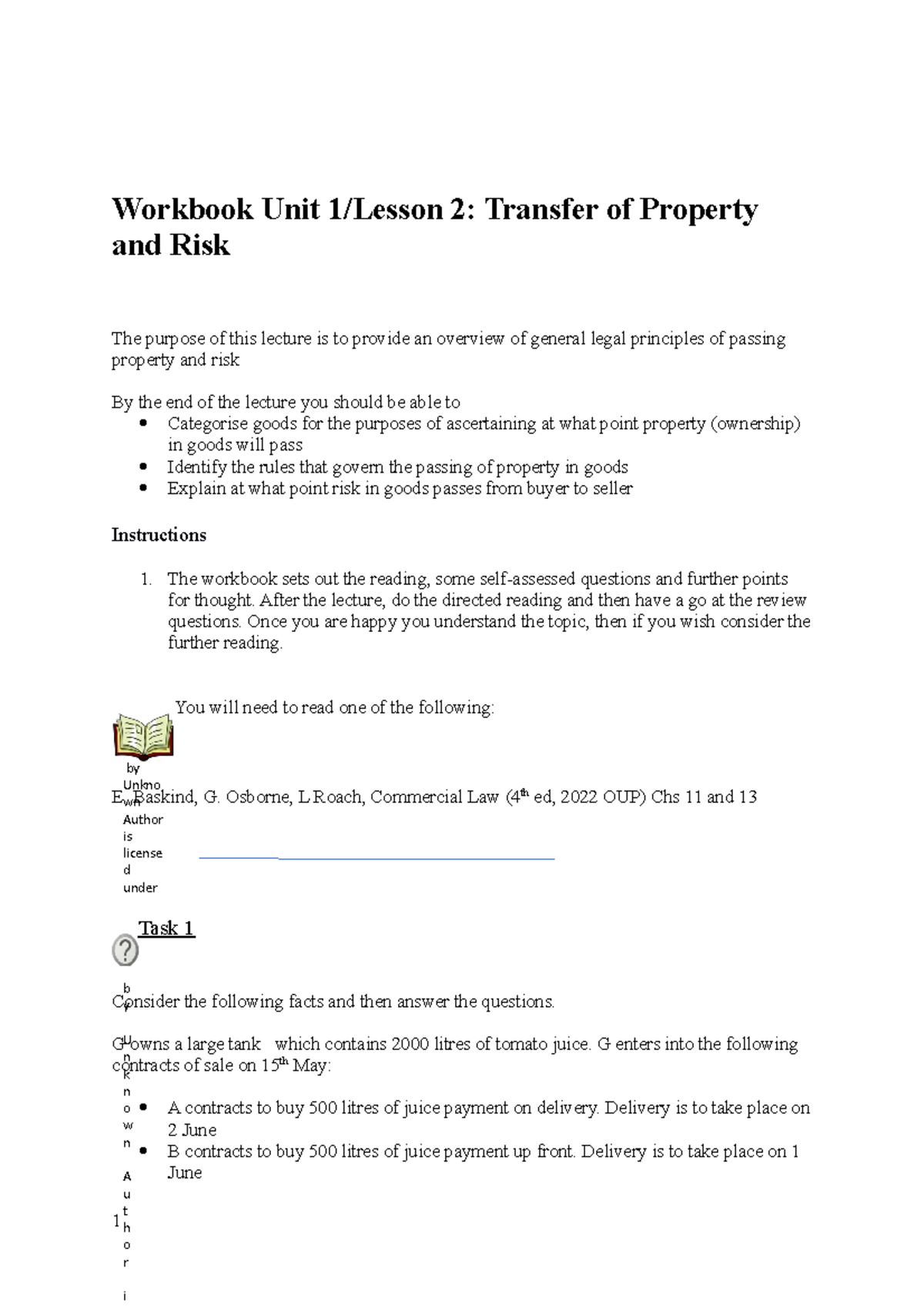 Workbook Lecture 2 - Workbook Unit 1/Lesson 2: Transfer of Property and ...