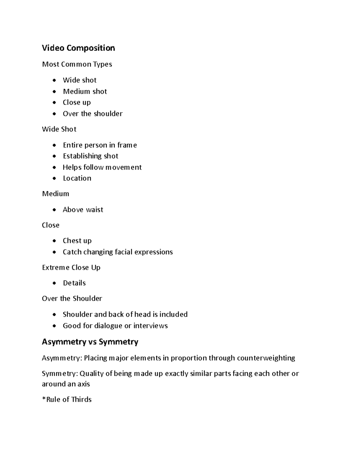 Video Composition Video Composition Most Common Types Wide shot