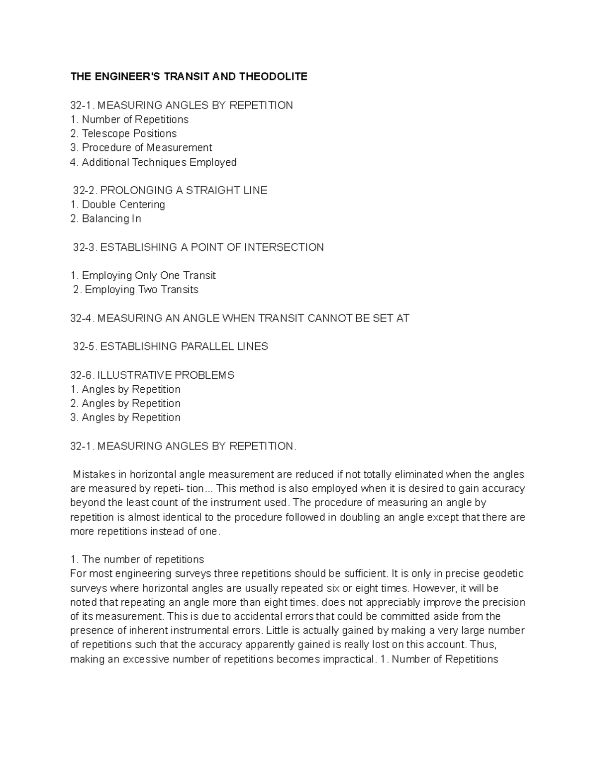 Surveying Report PART 2 - THE ENGINEER'S TRANSIT AND THEODOLITE 32-1 ...