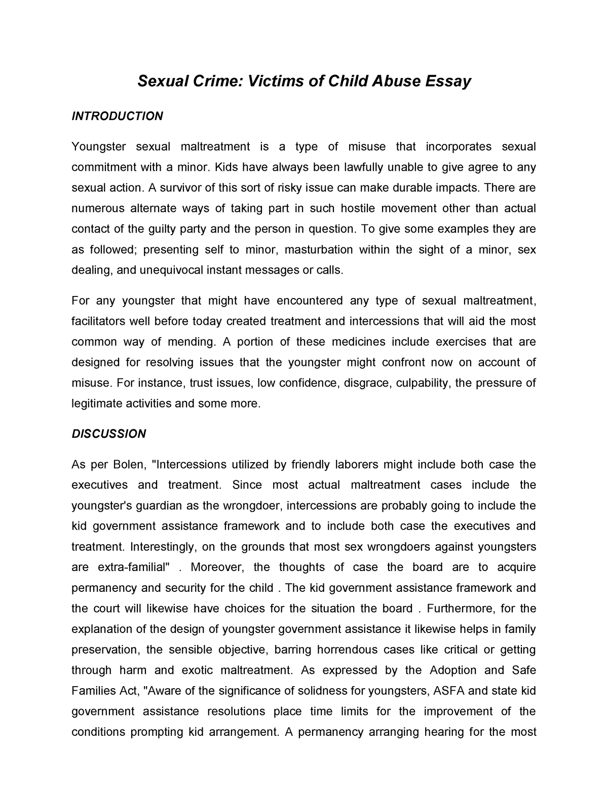 child abuse essay introduction body conclusion