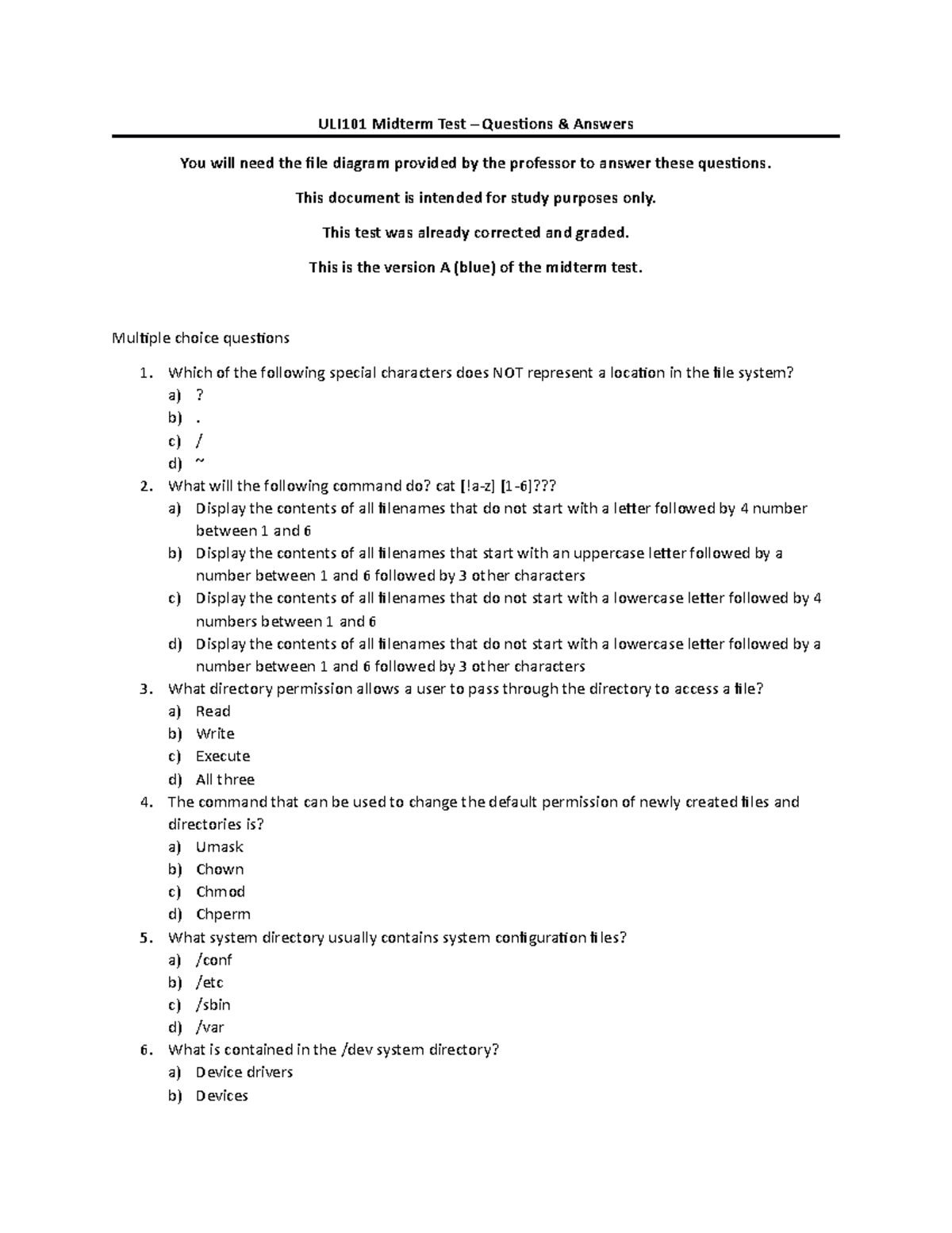 Uli101 Midterm Test Questions And Answers, Multiple Choice - ULI101 ...