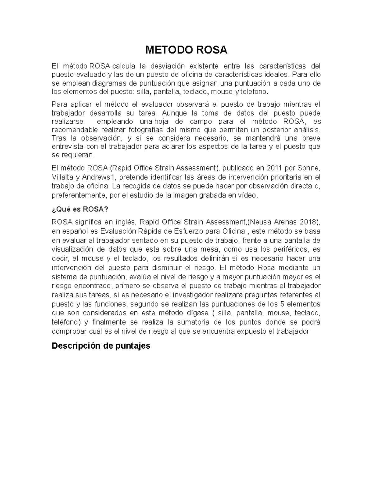Metoso ROSA - qwe - METODO ROSA El método ROSA calcula la desviación ...