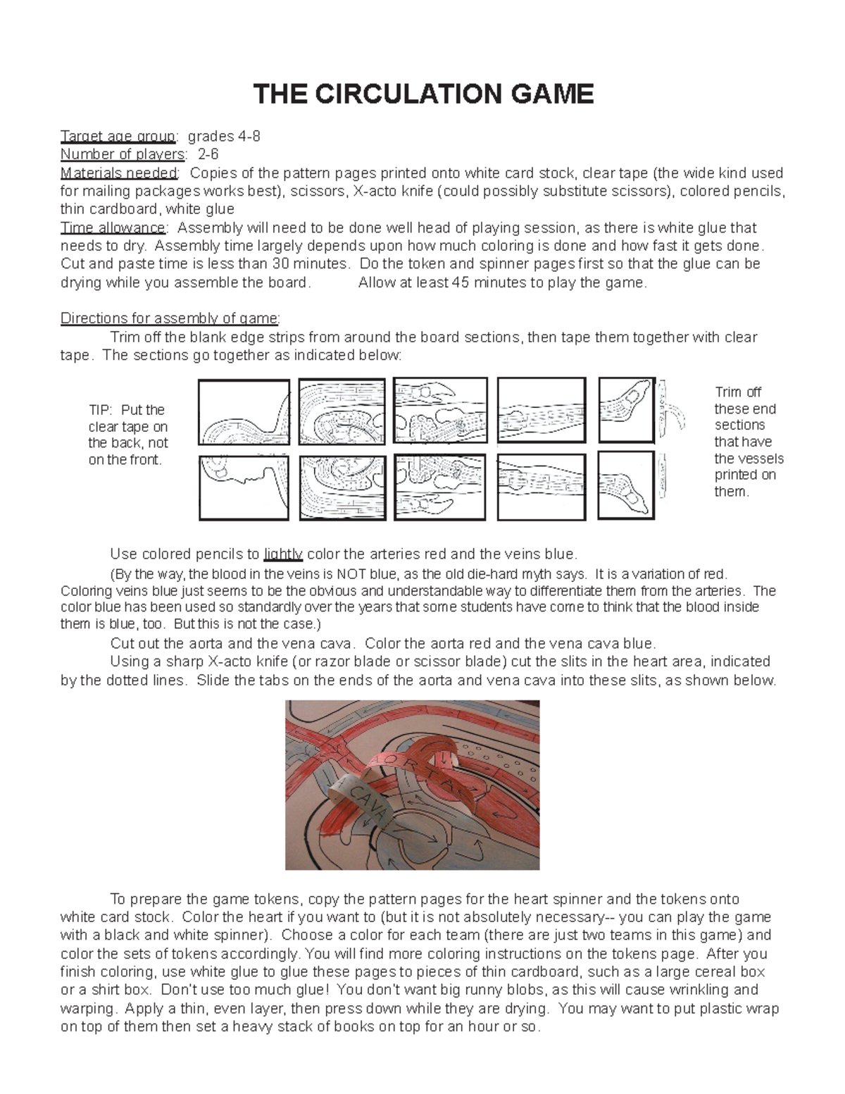 Circulation Game - Science Learning Tools - THE CIRCULATION GAME Target ...