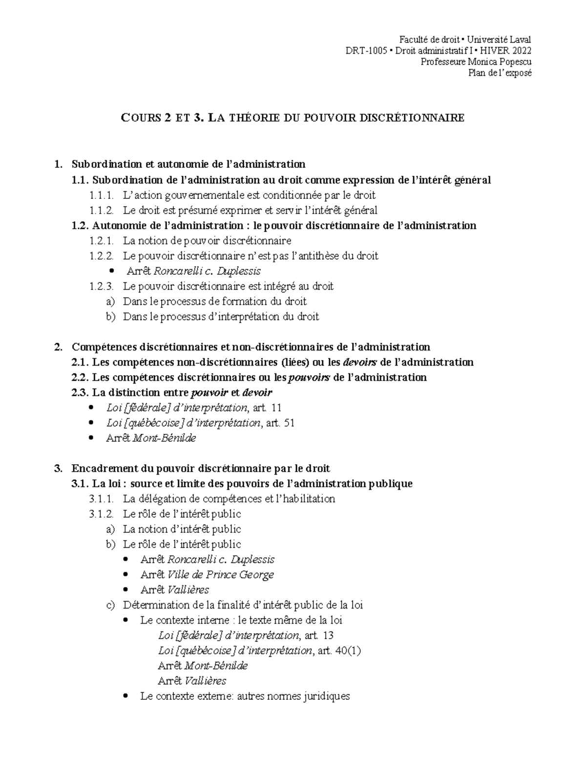 001 Plan de l%27expos%C3%A9 %28Cours 2-3%29 - Faculté de droit ...