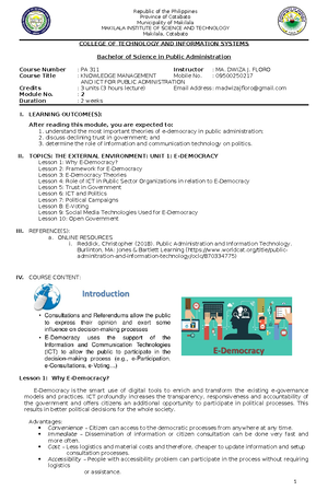 Module 3 - WEEK 5 & 6 - Week 5 & 6 lecture notes - BACHELOR OF PUBLIC ...