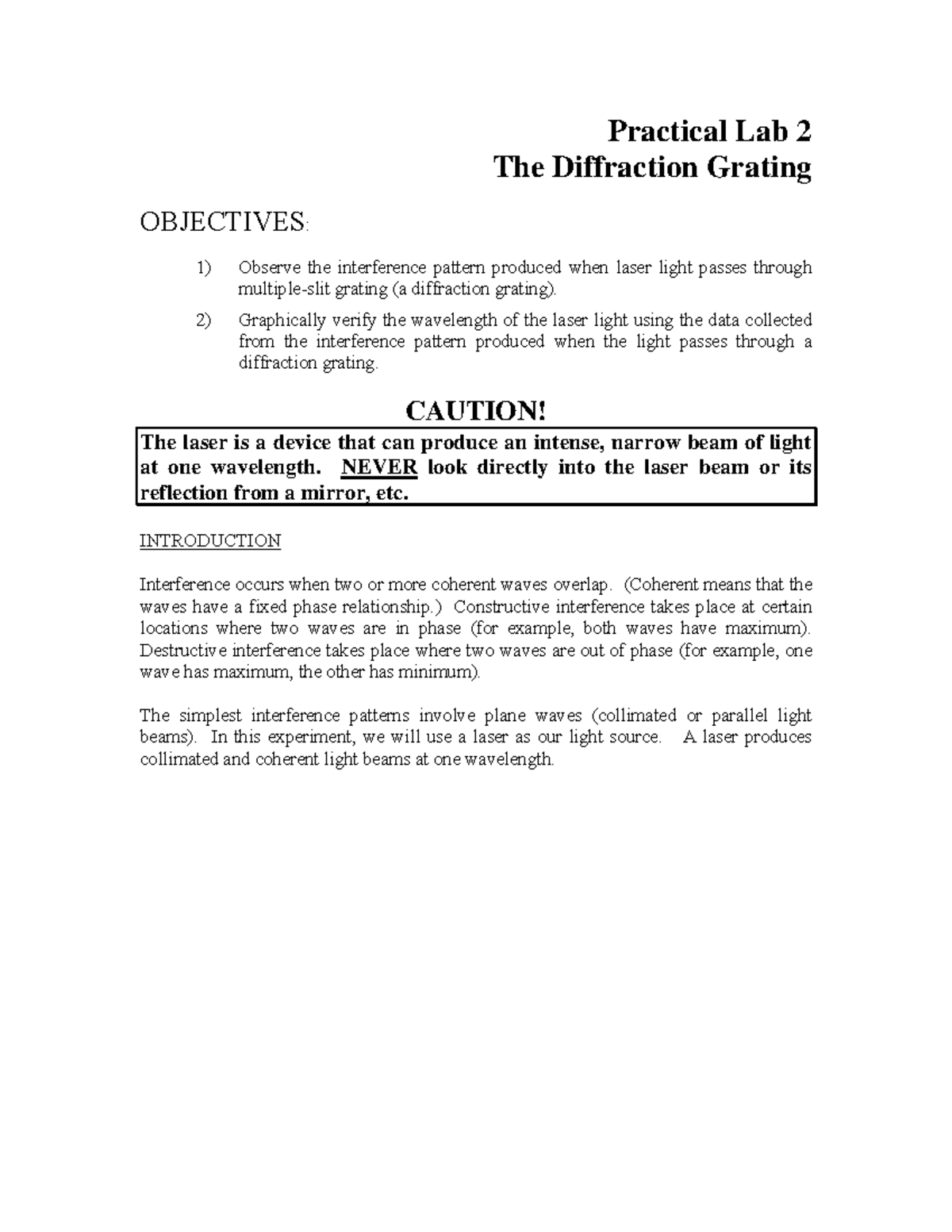 Toaz - cghxhdg - Practical Lab 2 The Diffraction Grating OBJECTIVES ...