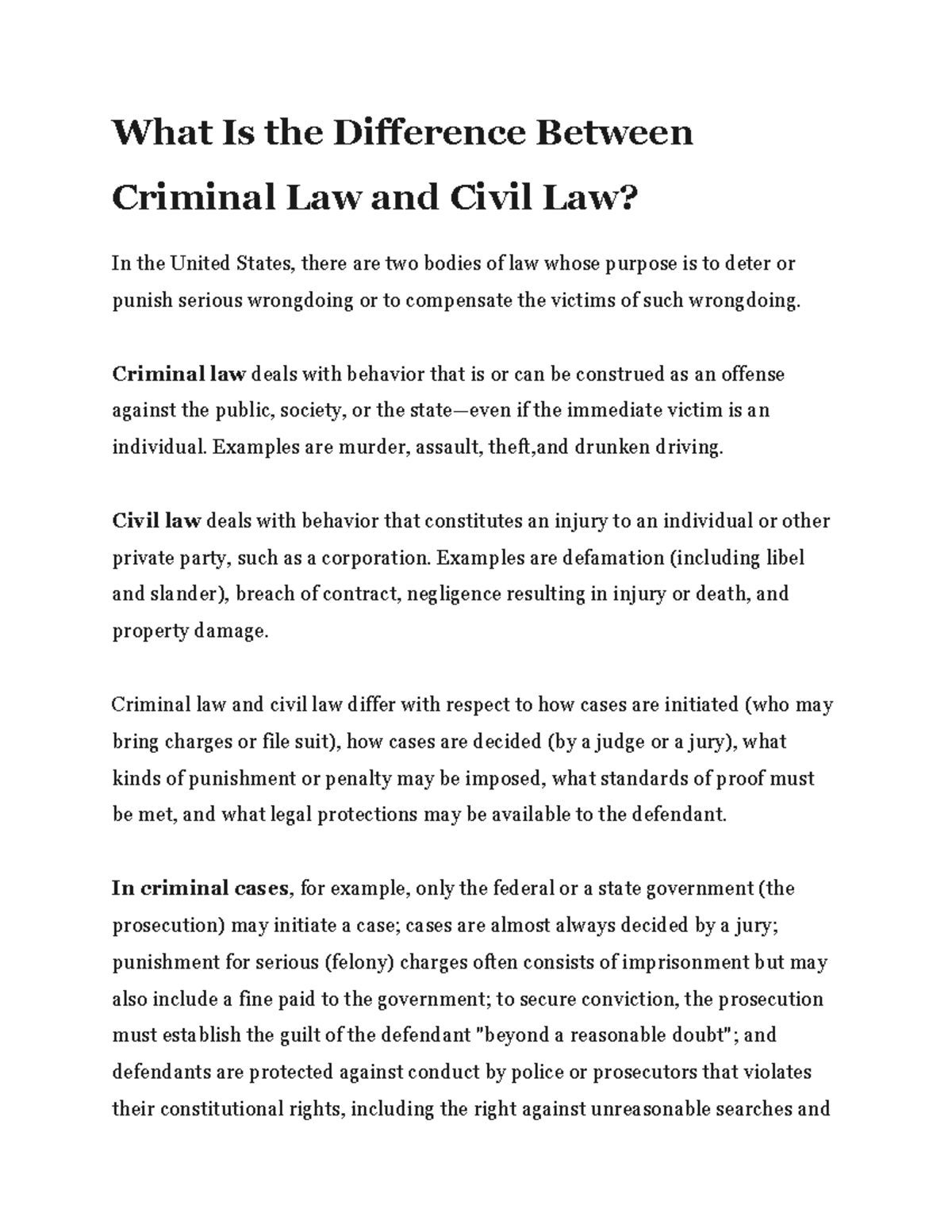 Criminal Law And Civil Law - What Is The Difference Between Criminal ...