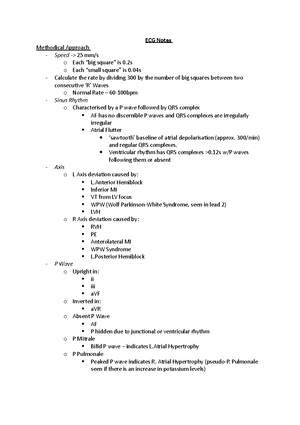 ECG Overview - Cardiac and ECG notes Week 3 - P wave atrial muscle ...