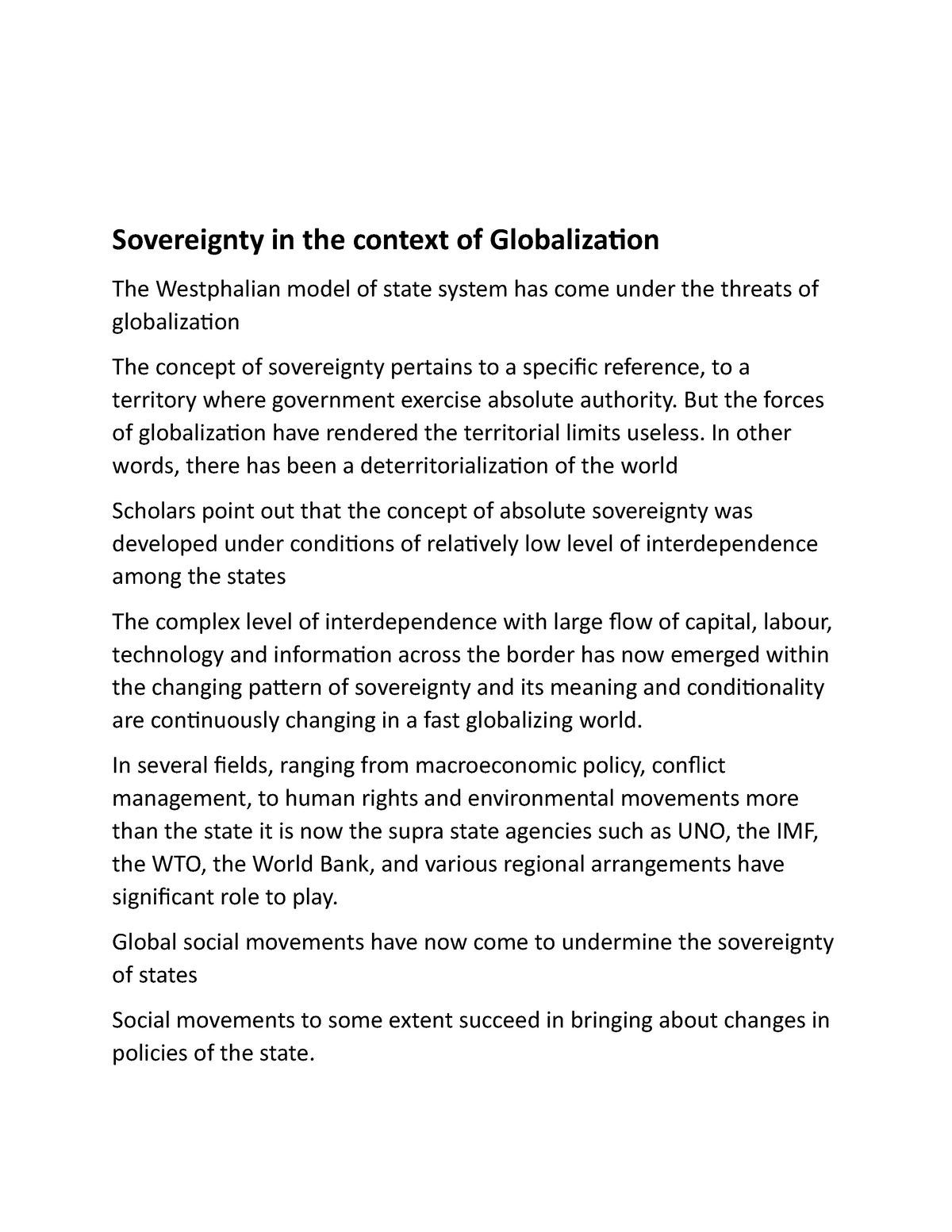 globalization and sovereignty essay