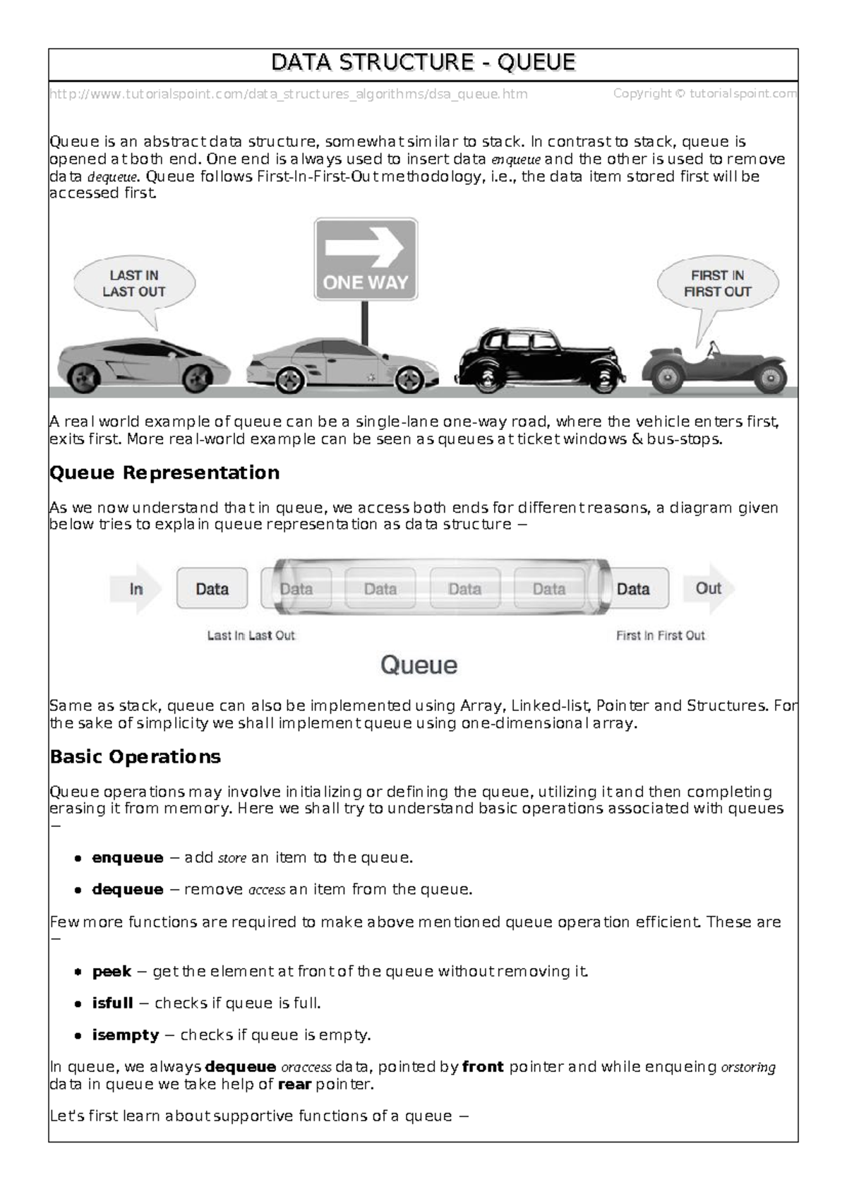 Dsa queue - Lecture notes 5 - tutorialspoint/data_structures_algorithms ...
