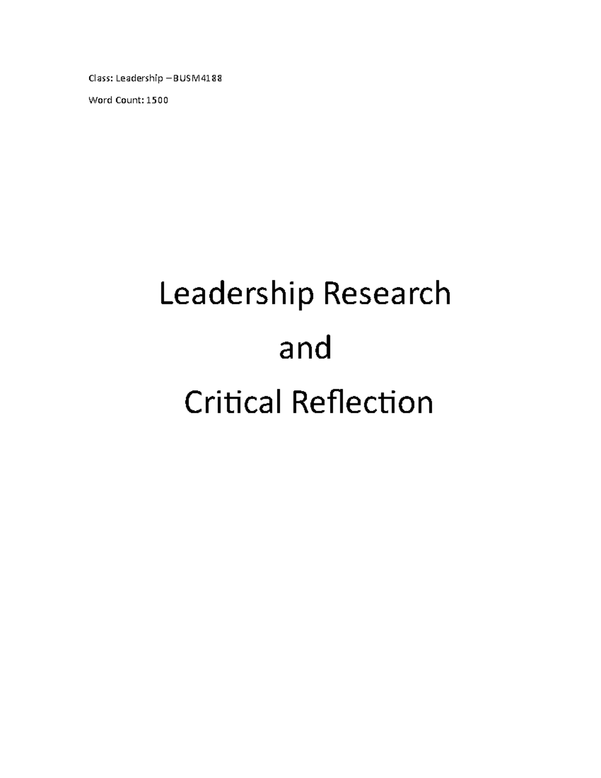 Individual Assignment Assignment 2 - Class: Leadership – BUSM Word ...