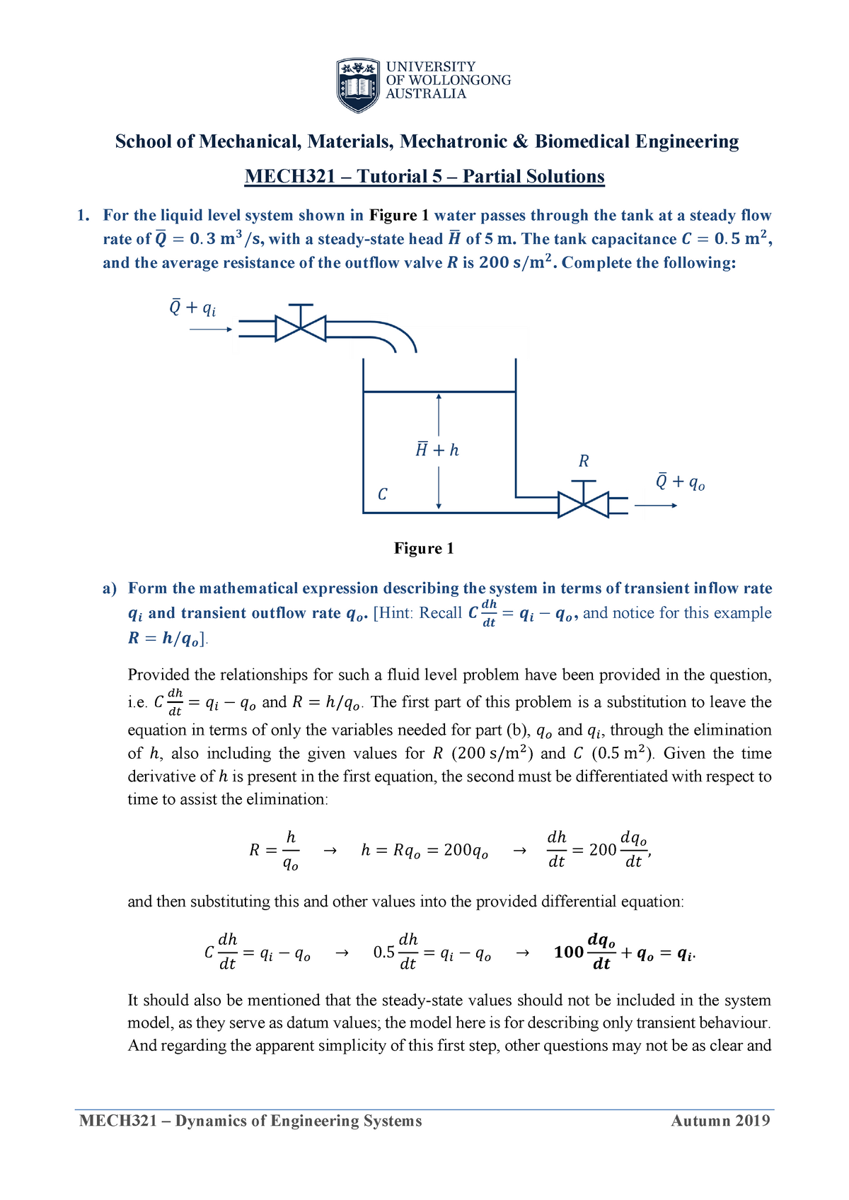 Tutorial 5 Partial Solutions - School of Mechanical, Materials ...