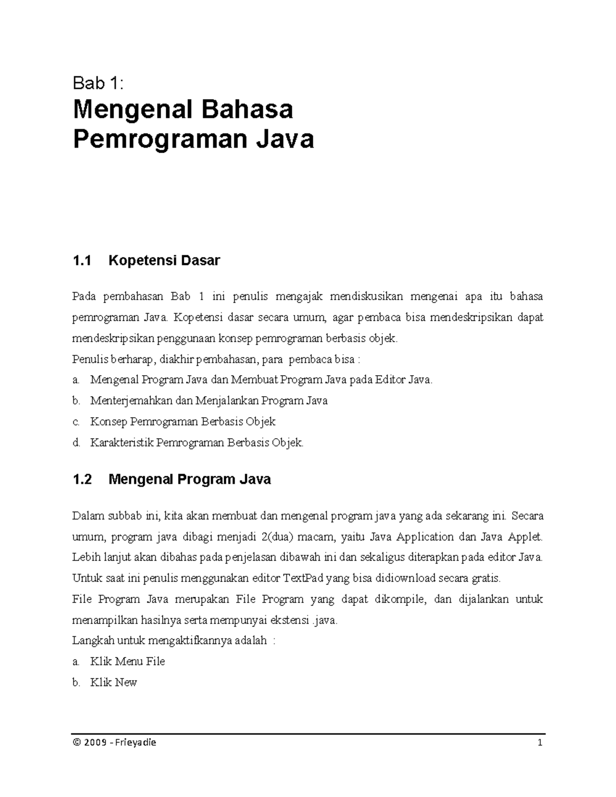 JAVA BAB 01 Pengenalan - Bab Satu Mengenai Materi Java Dan Segala ...