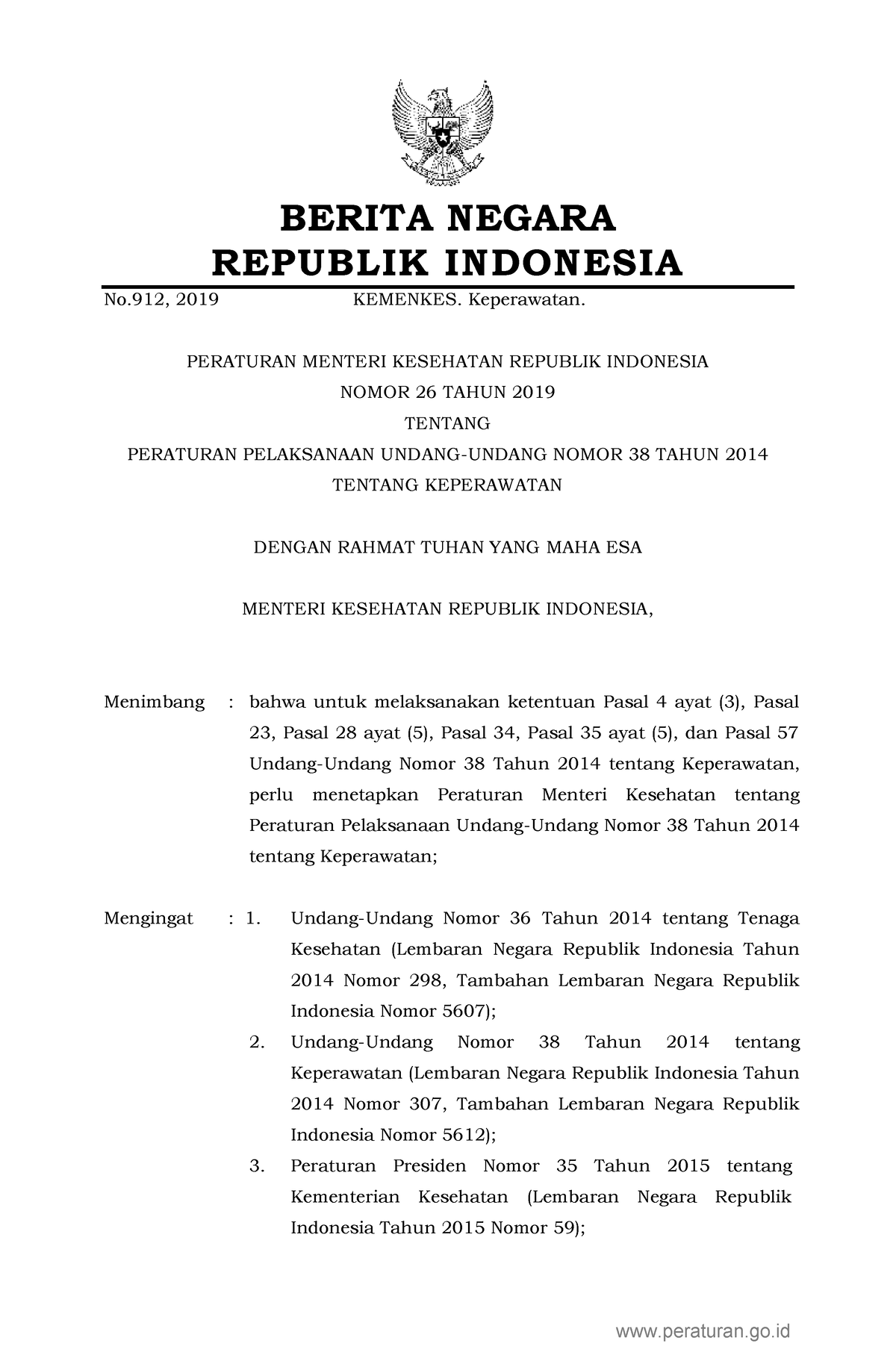 Permenkes Nomor 26 Tahun 2019 - BERITA NEGARA REPUBLIK INDONESIA No ...