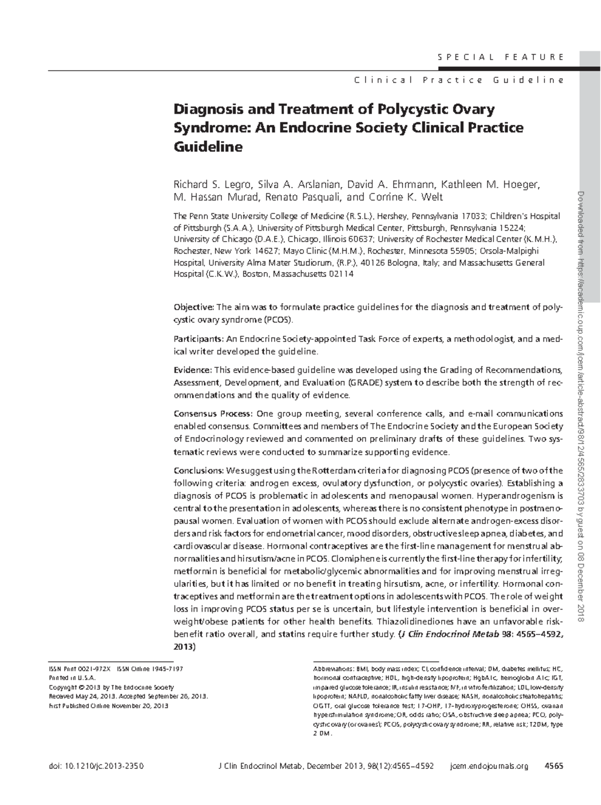 ES PCOS guidelines endo - Diagnosis and Treatment of Polycystic Ovary ...