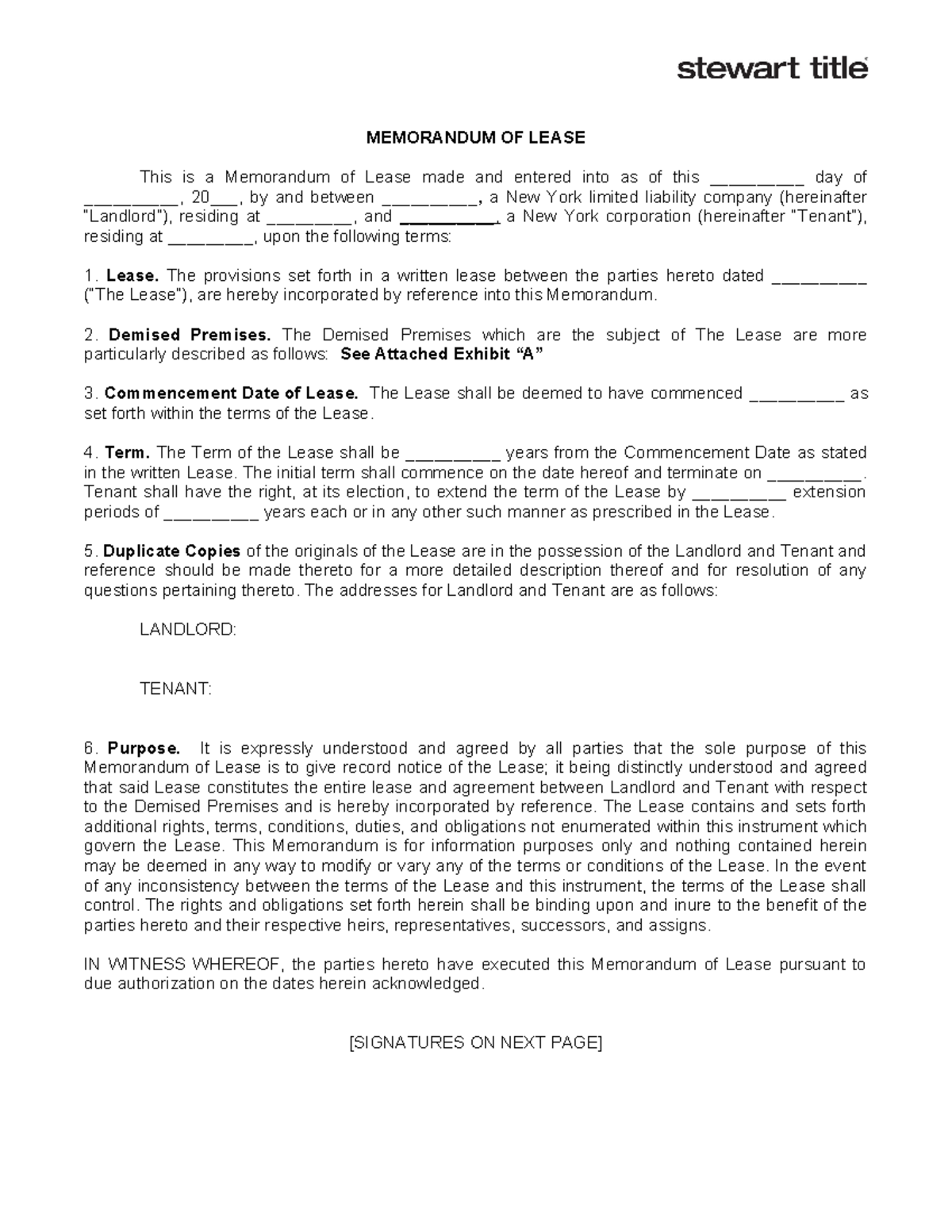 Memorandum of Lease - ... - MEMORANDUM OF LEASE This is a Memorandum of ...