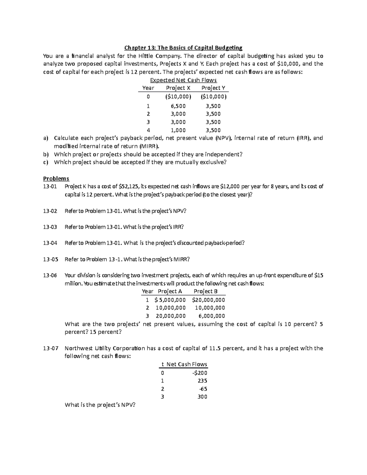 Ch 13b Basics OF Capital Budgeting - Chapter 13: The Basics Of Capital ...