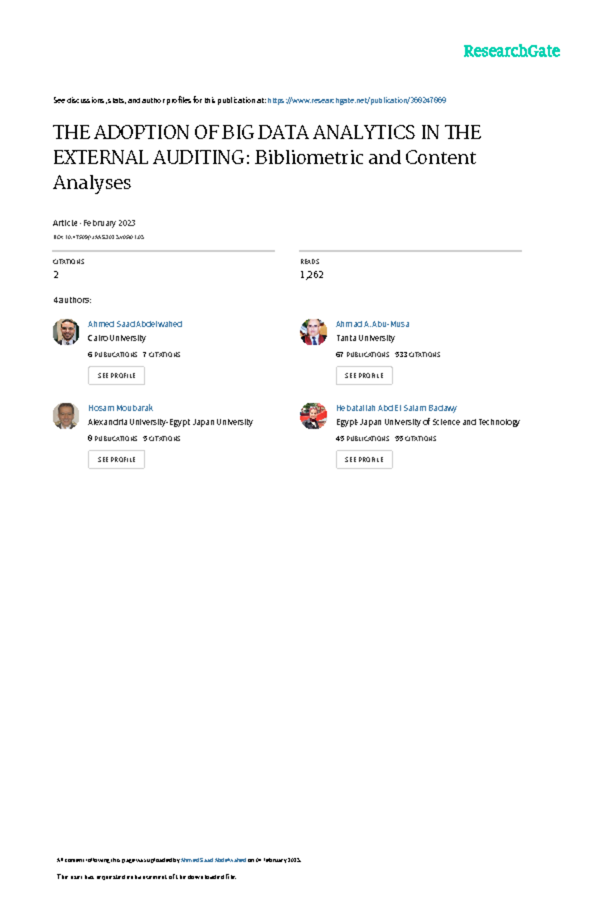 Big Data Analytics for External Audit - ####### See discussions, stats ...