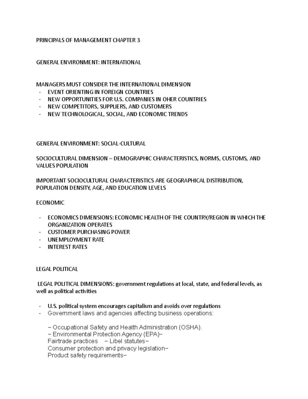 Principals Of Management Chapter 3 Principals Of Management Chapter 3 General Environment Principals Of Management Chapter 3 Principals Of Management Chapter 3 General Environment
