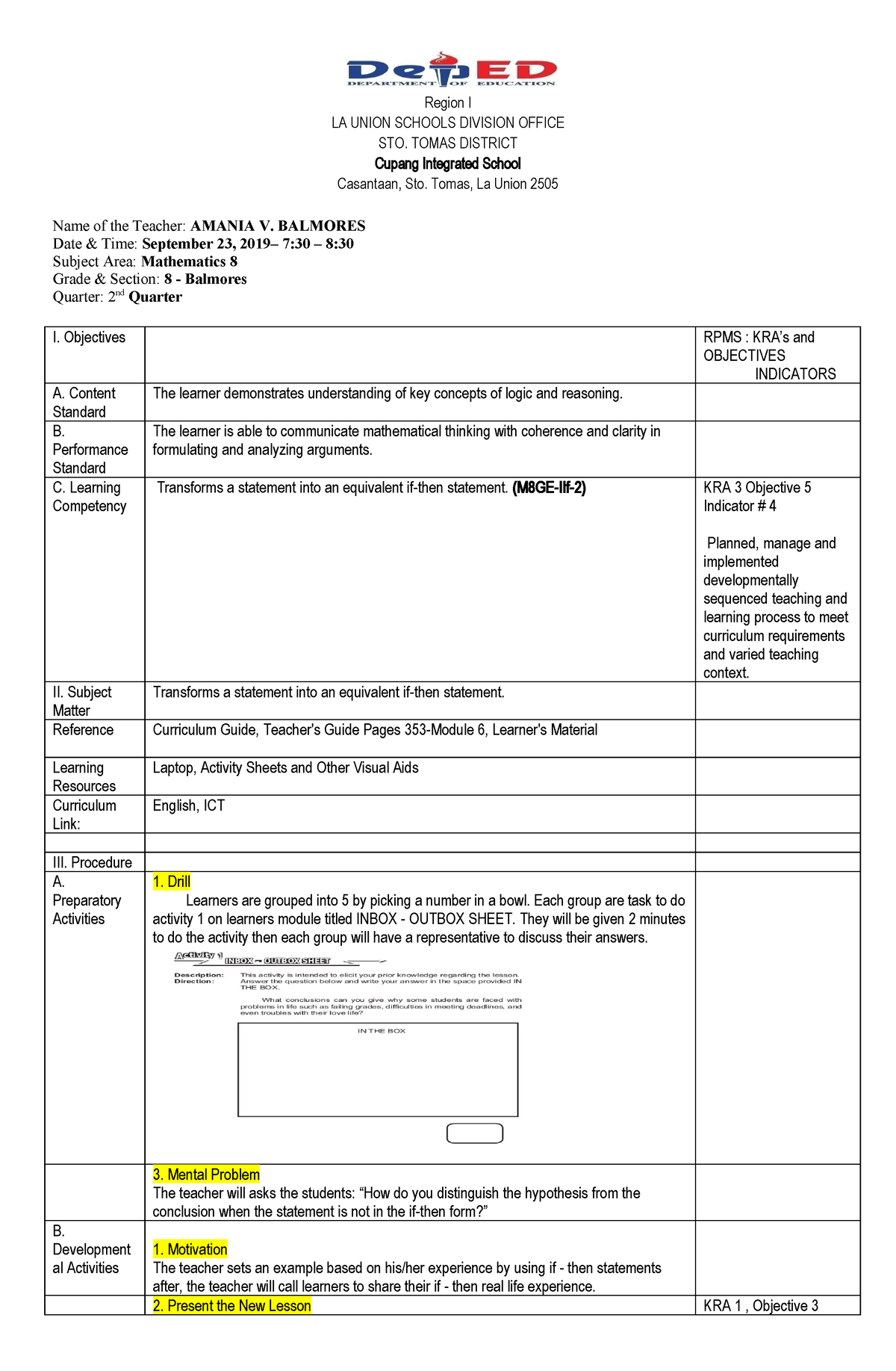 Cot-semi-detailed-lesson-plan-math-2nd-quarter Compress - Region I LA ...