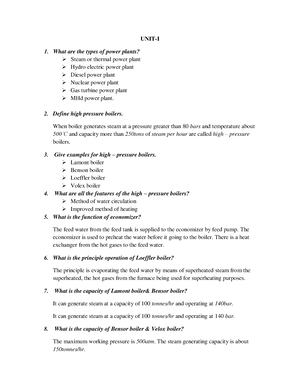 PPE(U3) - Power Plant Engineering Lecture Notes - UNIT-III STEAM ...