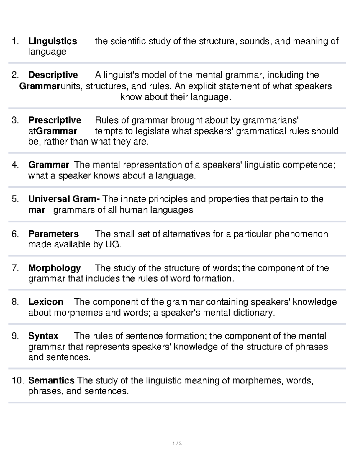 Linguistic notes - 1 / 3 Linguistics the scientific study of the ...