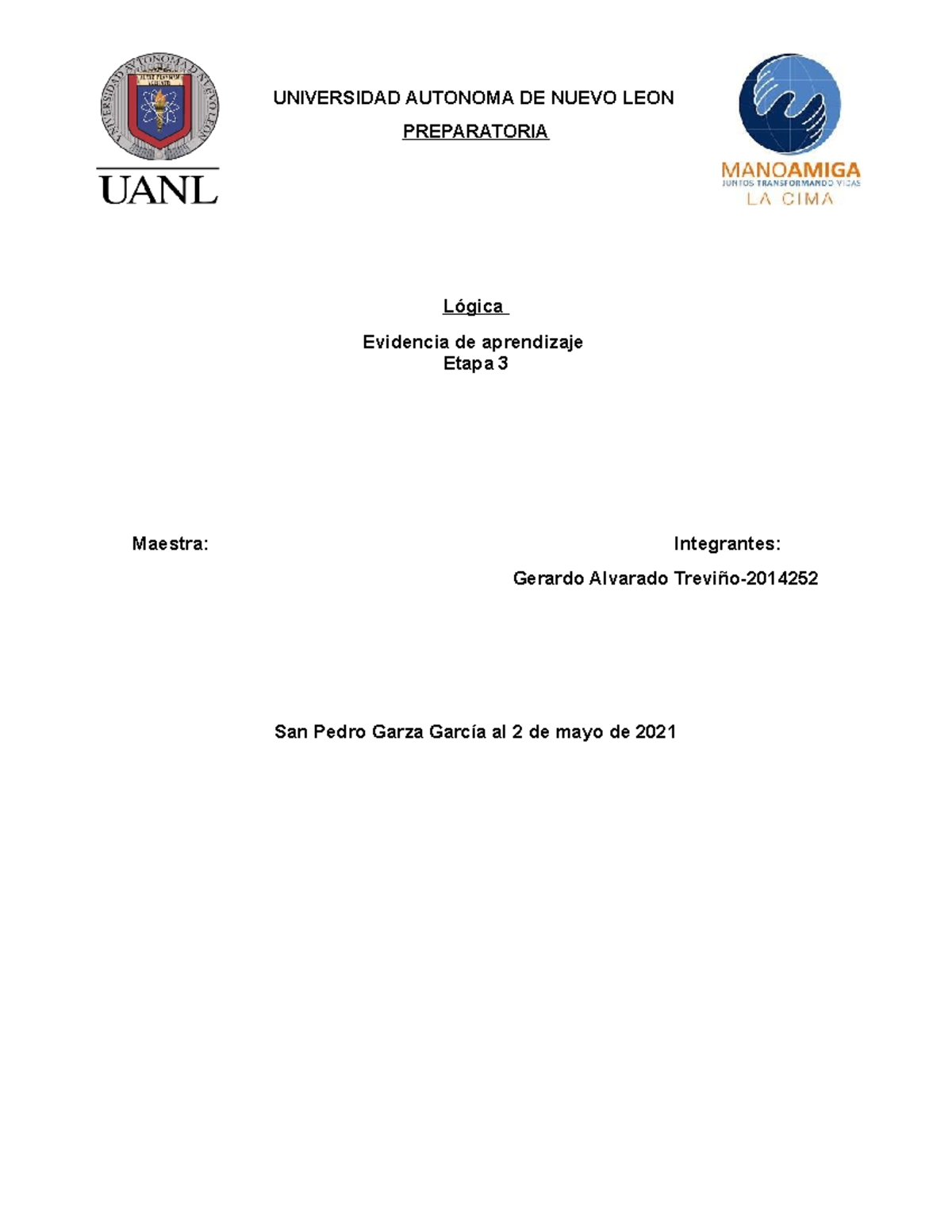 evidencia final de la materia logica - UNIVERSIDAD AUTONOMA DE NUEVO ...