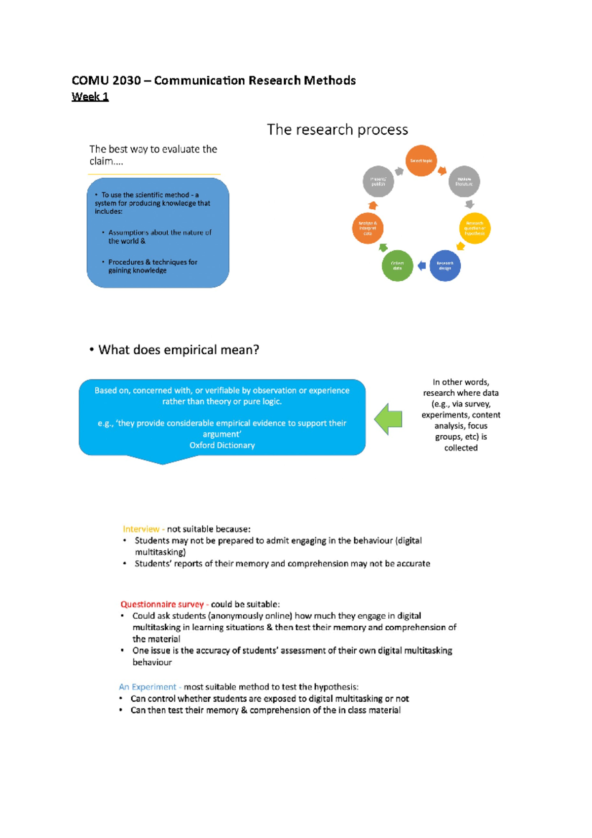Week 1 - 2 - null - COMU 2030 – Communication Research Methods Week 1 ...