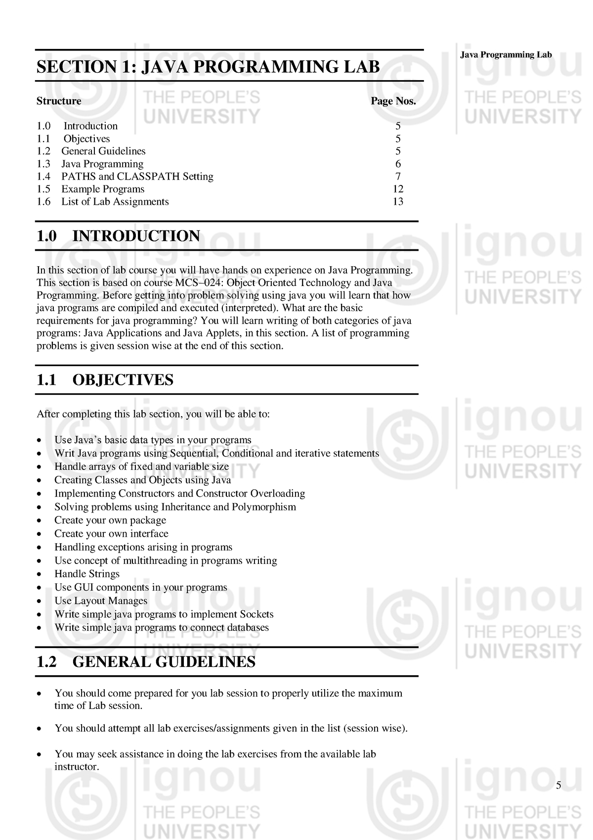 java programming lab assignments