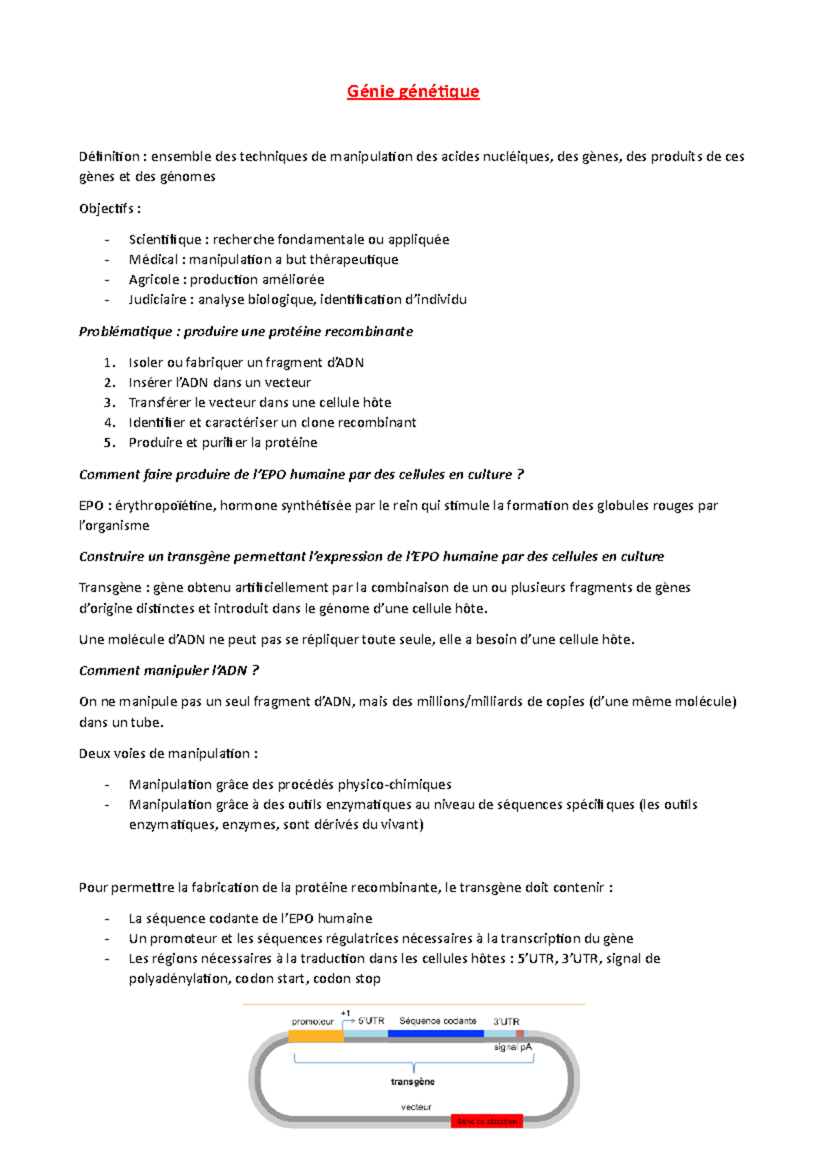 1. Genie Génie génétique Définition ensemble des