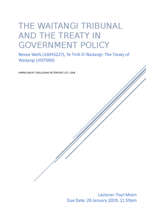 Treaty Of Waitangi Assignment 1 - THE FORMATION AND MEANINGS OF THE ...