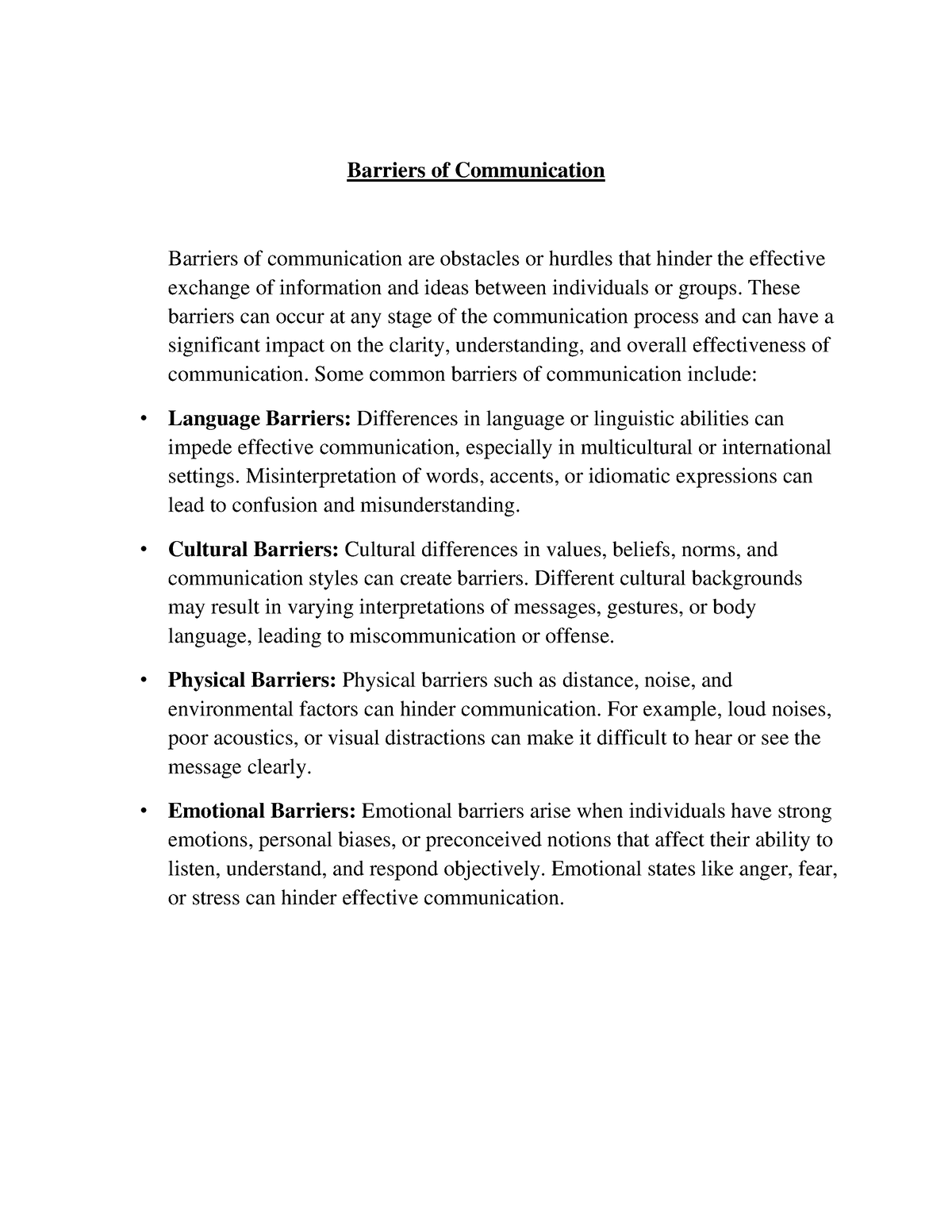 Barriers Of Communication - Barriers Of Communication Barriers Of ...