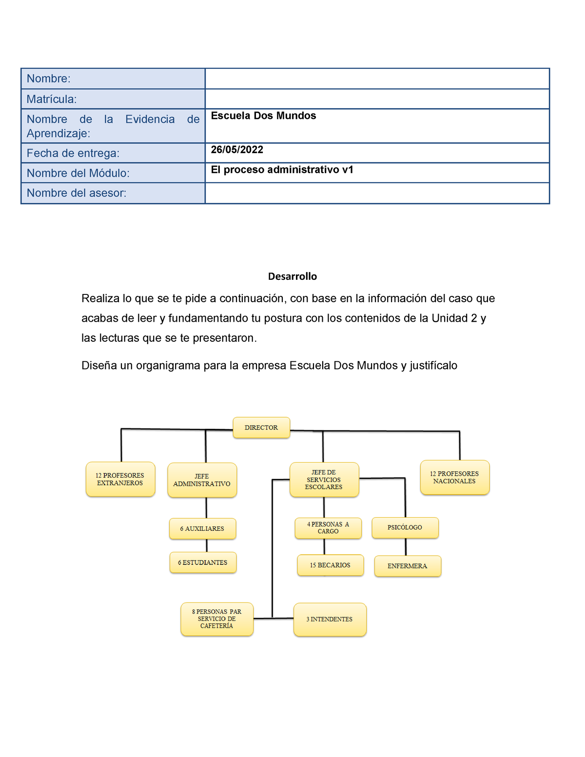 Escuela Dos Mundos Nombre Matrícula Nombre De La Evidencia De Aprendizaje Escuela Dos 9983