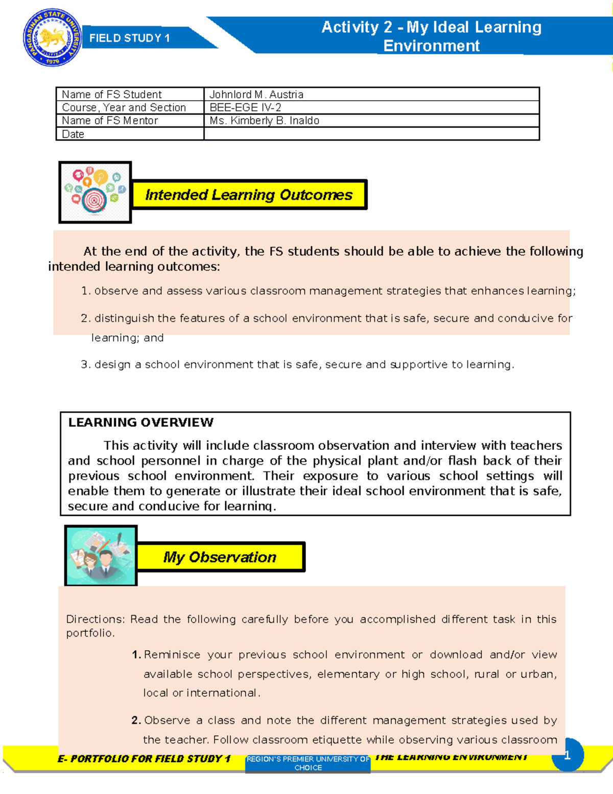 FS1-Activity-2- Austria Johnlord - ####### FIELD STUDY 1 E- PORTFOLIO ...