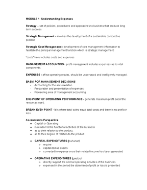 Module 2 (COST2) - Cost Concepts and Classifications - MODULE 2. COST ...