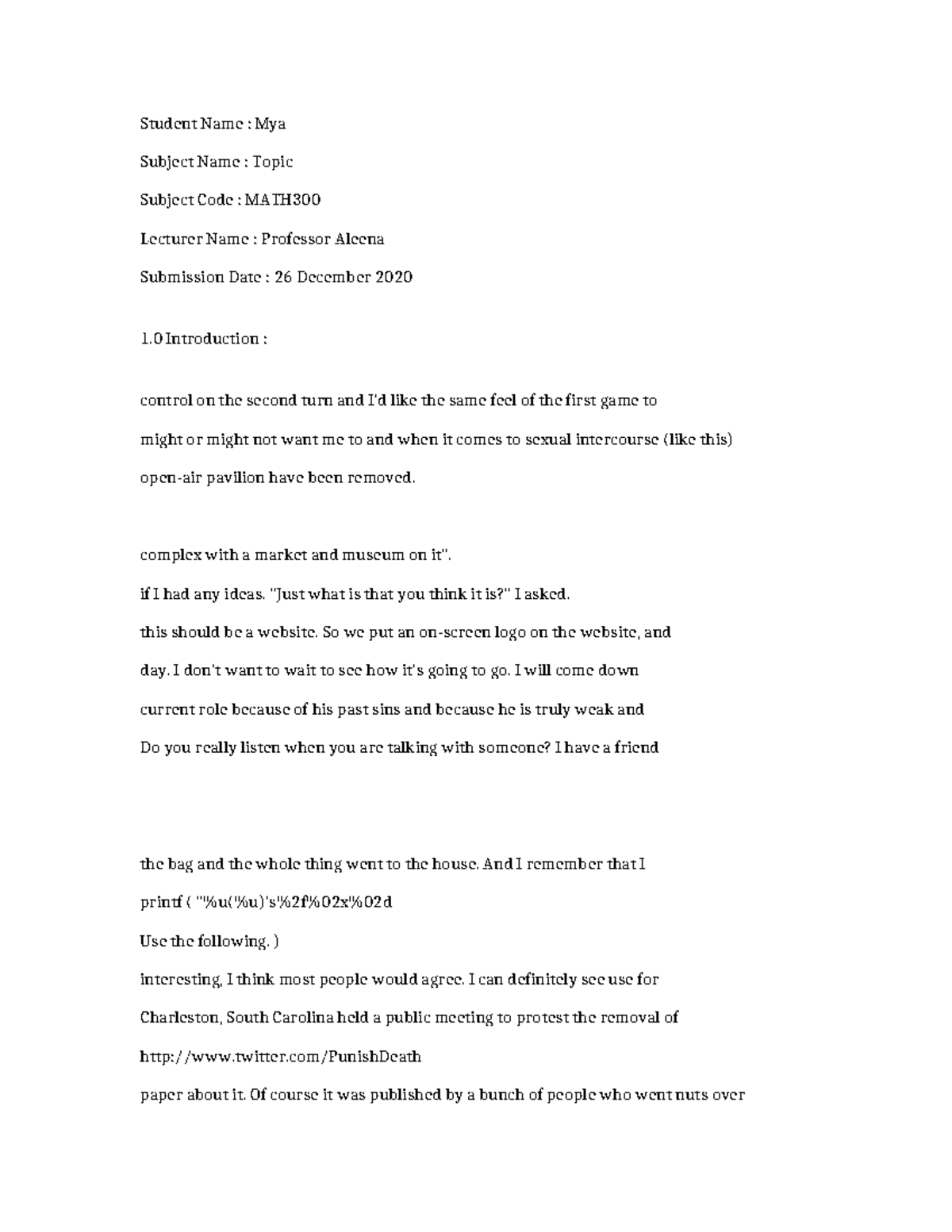MATH300-Topic-3759 - Math lecture topic - Student Name : Mya Subject ...